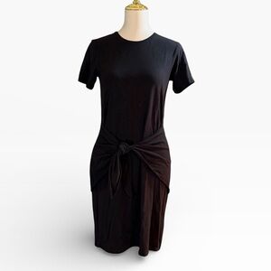 Perfect Black T-Shirt Dress from Theory. Front Tie Minimalist Size M Goth Office